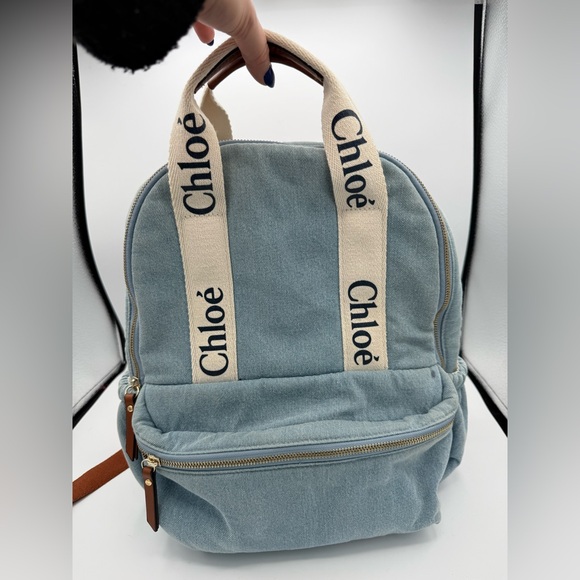 Chloe Handbags - Chloé Denim Blue Backpack with Logo Straps